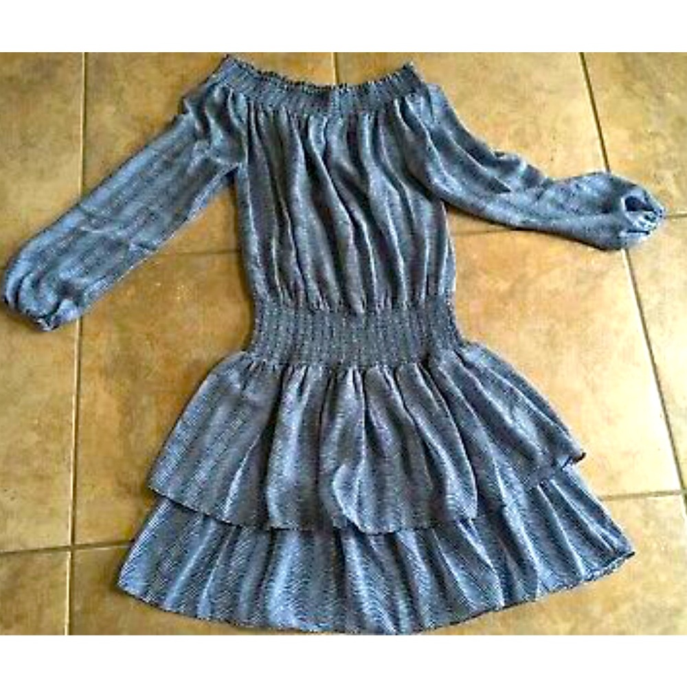 MICHAEL KORS Off-Shoulder Smocked Waist Ruffle